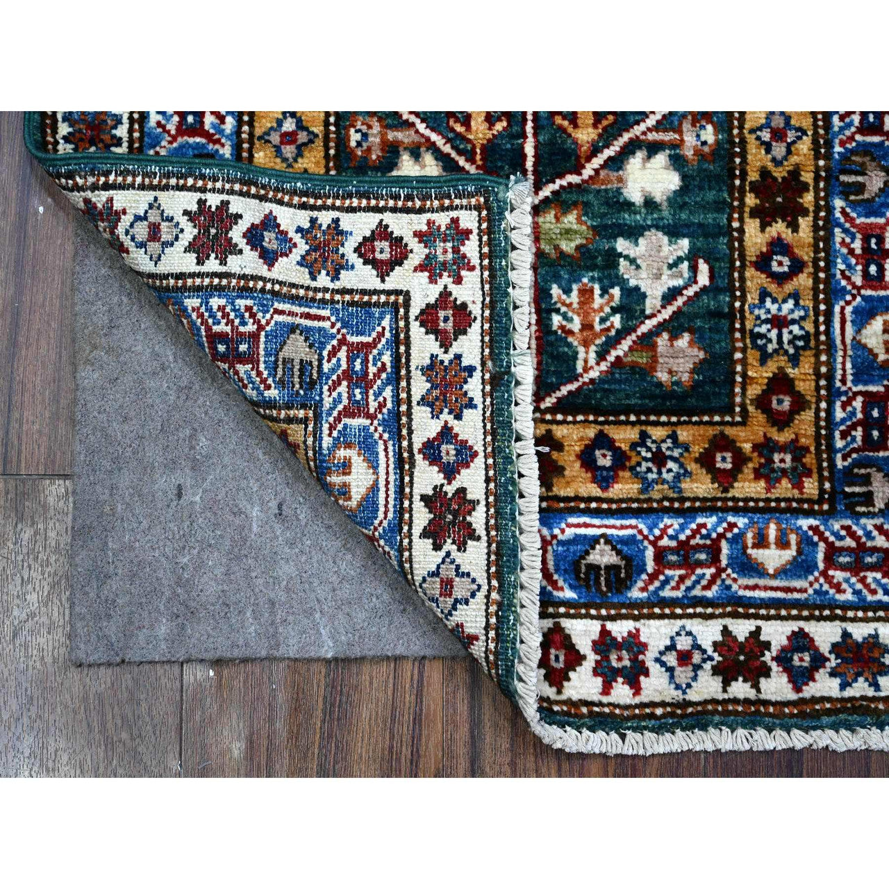 Green 1'11" x 5'8" Kazak Hand knotted Wool Rug - Sku: O089437