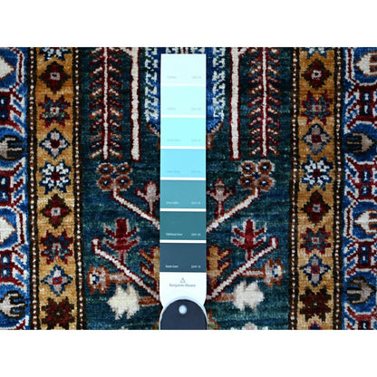 Kazak Wool Hand Knotted Rug Green Blue 1.11X5.8 -O089437