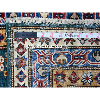 Kazak Wool Hand Knotted Rug Green Blue 1.11X5.8 -O089437