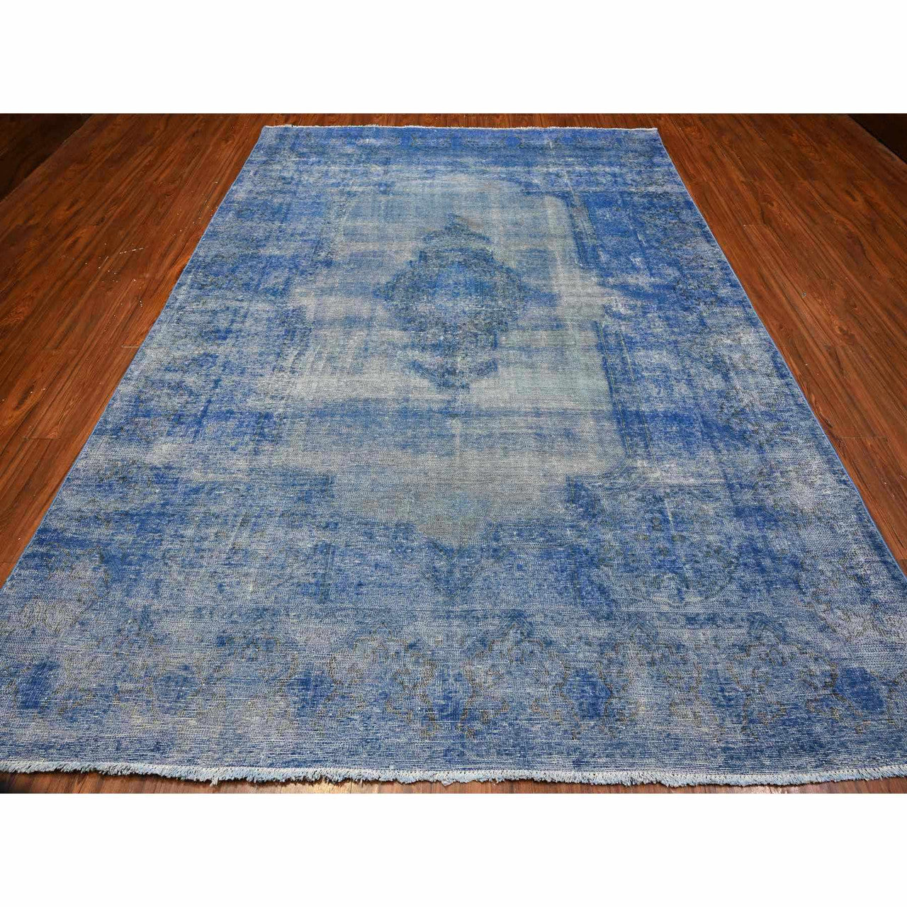 Overdyed & Vintage Wool Hand Knotted Rug Blue Blue 8.1X11.5 -O089448