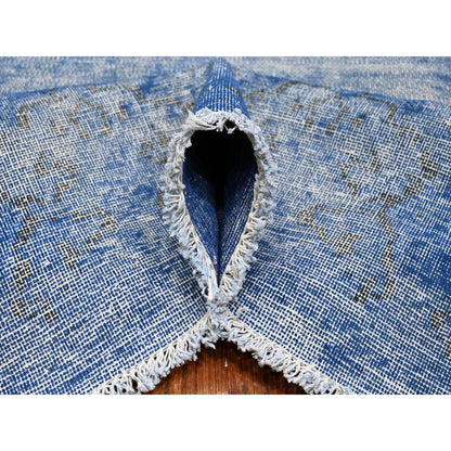 Overdyed & Vintage Wool Hand Knotted Rug Blue Blue 8.1X11.5 -O089448