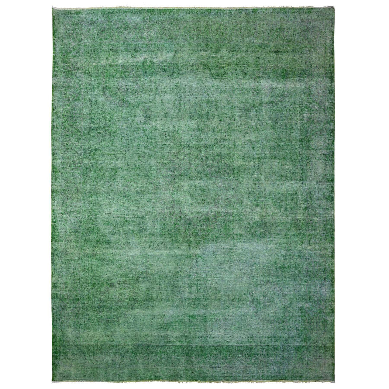 Green 9'7" x 12'7" Overdyed & Vintage Hand knotted Wool Rug - Sku: O089450