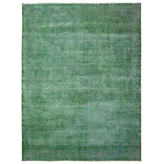 Overdyed & Vintage Wool Hand Knotted Rug Green Green 9.7X12.7 -O089450