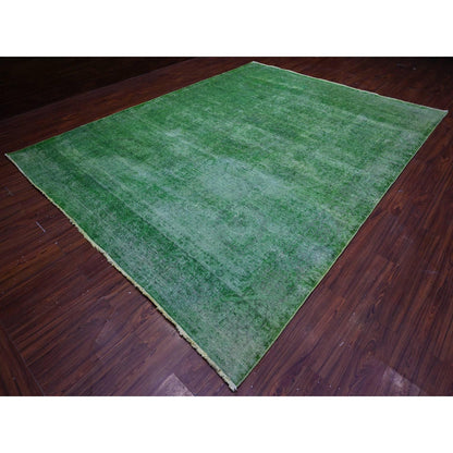 Overdyed & Vintage Wool Hand Knotted Rug Green Green 9.7X12.7 -O089450