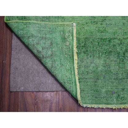 Overdyed & Vintage Wool Hand Knotted Rug Green Green 9.7X12.7 -O089450