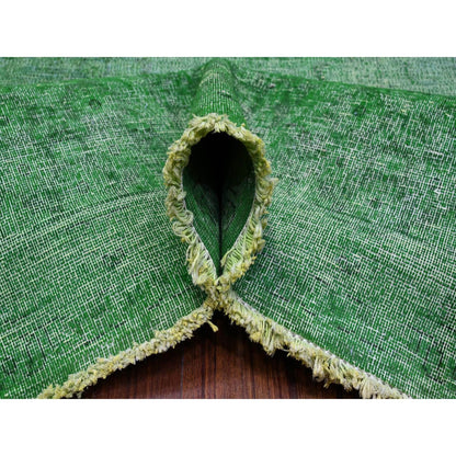 Overdyed & Vintage Wool Hand Knotted Rug Green Green 9.7X12.7 -O089450