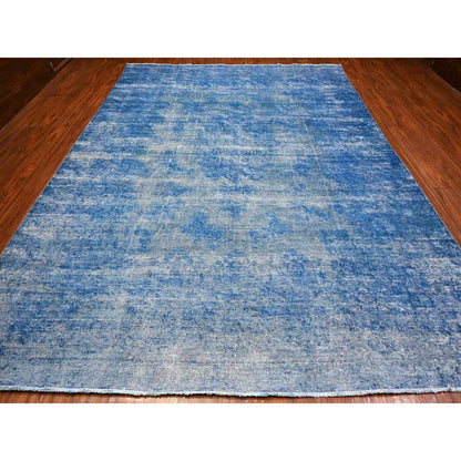 Overdyed & Vintage Wool Hand Knotted Rug Blue Blue 9.5X12.10 -O089451