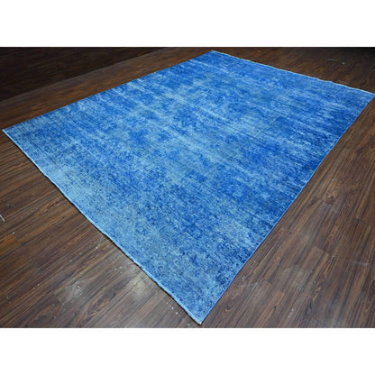 Overdyed & Vintage Wool Hand Knotted Rug Blue Blue 9.5X12.10 -O089451