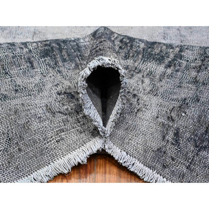 Overdyed & Vintage Wool Hand Knotted Rug Grey Gray 9.8X12.6 -O089452