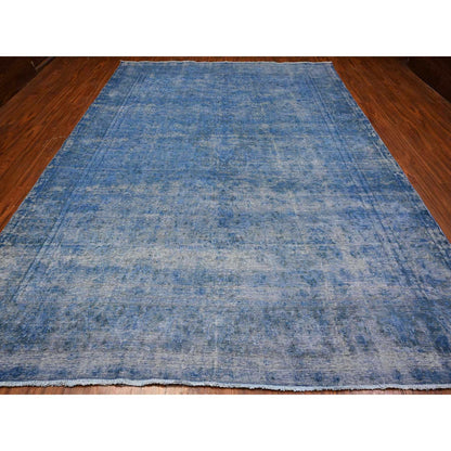 Overdyed & Vintage Wool Hand Knotted Rug Blue Blue 9.8X12.10 -O089453