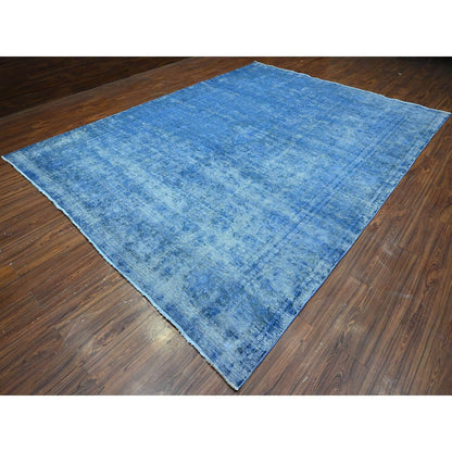 Overdyed & Vintage Wool Hand Knotted Rug Blue Blue 9.8X12.10 -O089453