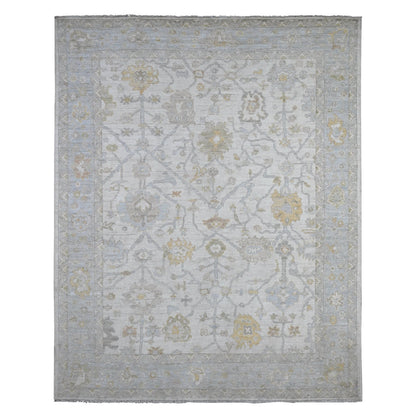 Oushak And Peshawar Wool Hand Knotted Rug Ivory Gray 8.1X10.1 -O089454