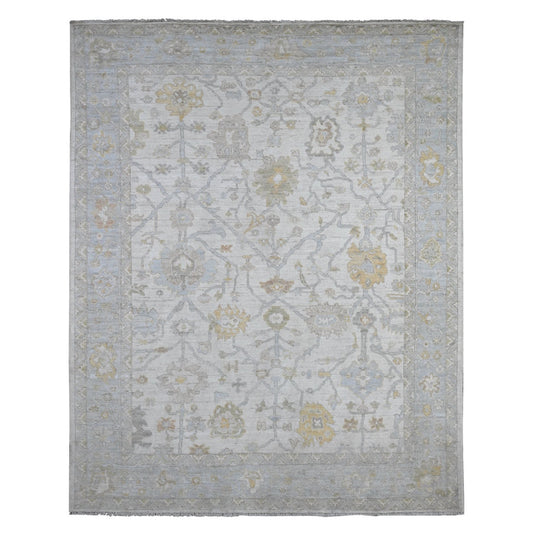 Oushak And Peshawar Wool Hand Knotted Rug Ivory Gray 8.1X10.1 -O089454