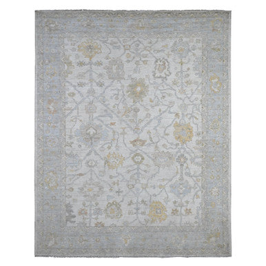 Oushak And Peshawar Wool Hand Knotted Rug Ivory Gray 8.1X10.1 -O089454
