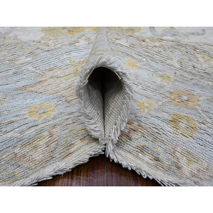 Oushak And Peshawar Wool Hand Knotted Rug Ivory Gray 8.1X10.1 -O089454