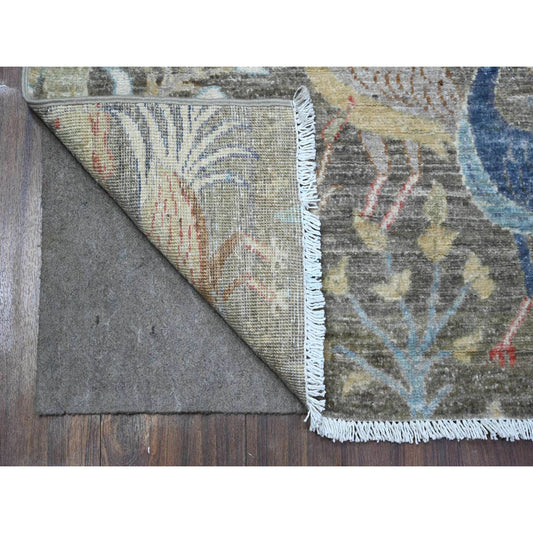 Oushak And Peshawar Wool Hand Knotted Rug Grey No Border 3.11X11.10 -O089458