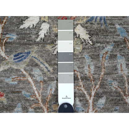 Oushak And Peshawar Wool Hand Knotted Rug Grey No Border 3.11X11.10 -O089458