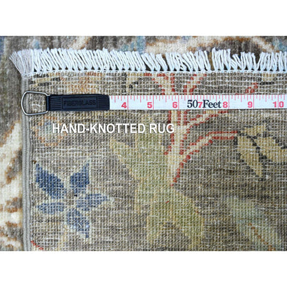 Oushak And Peshawar Wool Hand Knotted Rug Grey No Border 3.11X11.10 -O089458