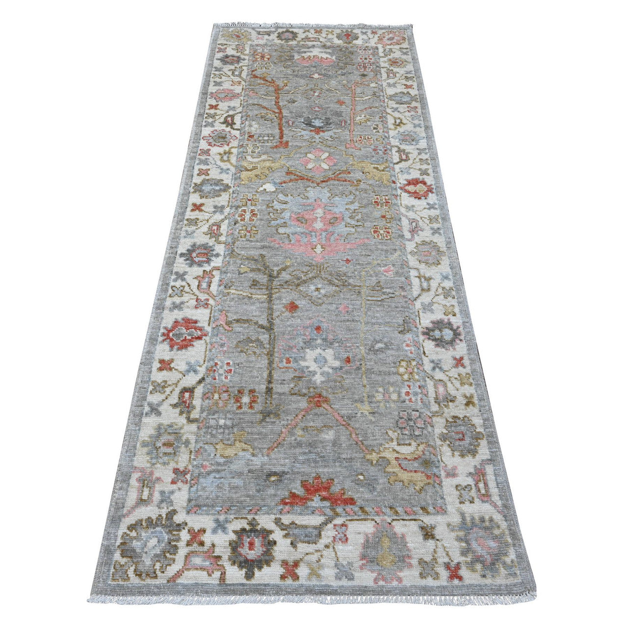 Gray 2'11" x 8'0" Oushak And Peshawar Hand knotted Wool Rug - Sku: O089460