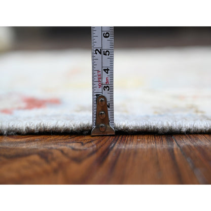 Oushak And Peshawar Wool Hand Knotted Rug Grey Ivory 2.11X8.0 -O089460