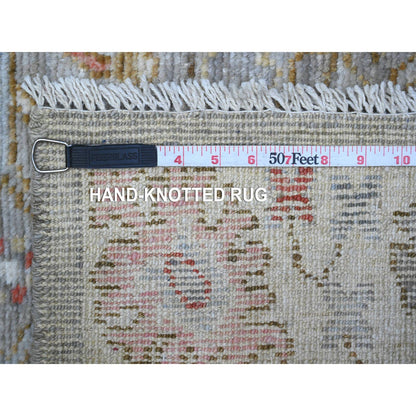 Oushak And Peshawar Wool Hand Knotted Rug Grey Ivory 2.11X8.0 -O089460