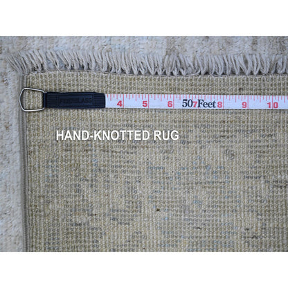 Oushak And Peshawar Wool Hand Knotted Rug Grey Silver Gray 2.8X12.2 -O089463