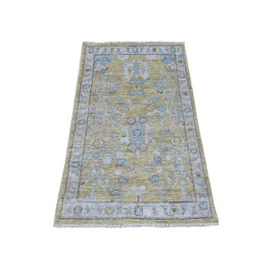 Oushak And Peshawar Wool Hand Knotted Rug Green Gray 3.0X4.10 -O089464