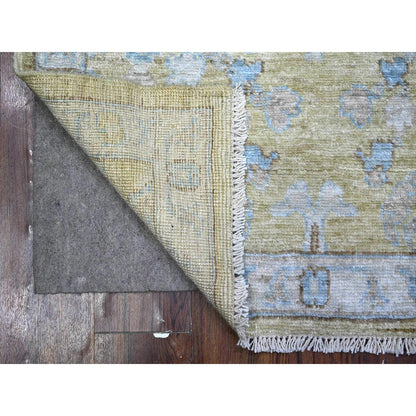 Oushak And Peshawar Wool Hand Knotted Rug Green Gray 3.0X4.10 -O089464