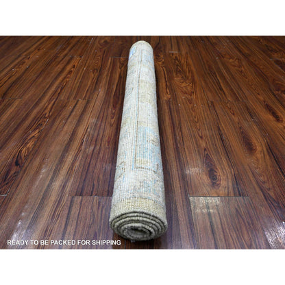 Oushak And Peshawar Wool Hand Knotted Rug Green Gray 3.0X4.10 -O089464