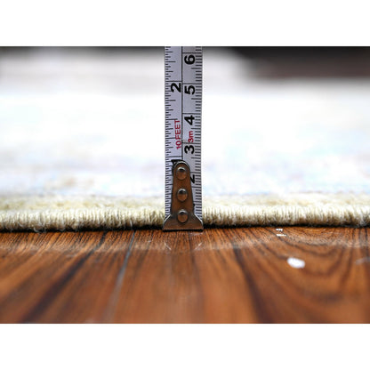 Oushak And Peshawar Wool Hand Knotted Rug Green Gray 3.0X4.10 -O089464