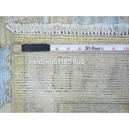 Oushak And Peshawar Wool Hand Knotted Rug Green Gray 3.0X4.10 -O089464