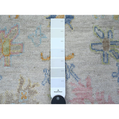 Oushak And Peshawar Wool Hand Knotted Rug Grey Blue 2.10X12.0 -O089466
