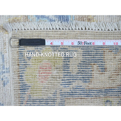 Oushak And Peshawar Wool Hand Knotted Rug Grey Blue 2.10X12.0 -O089466