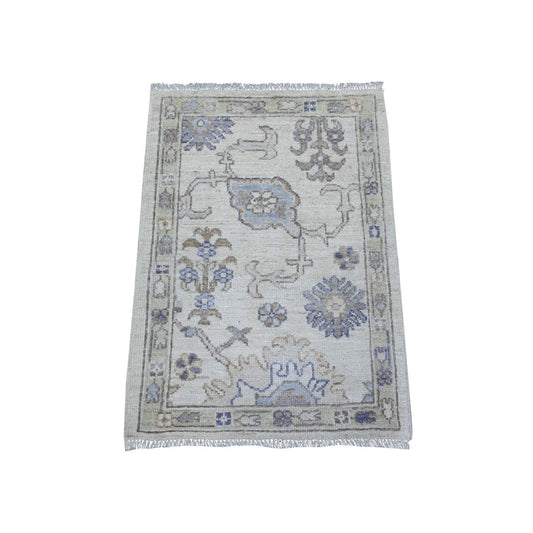 Oushak And Peshawar Wool Hand Knotted Rug Grey Green 2.1X2.11 -O089467