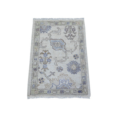 Oushak And Peshawar Wool Hand Knotted Rug Grey Green 2.1X2.11 -O089467