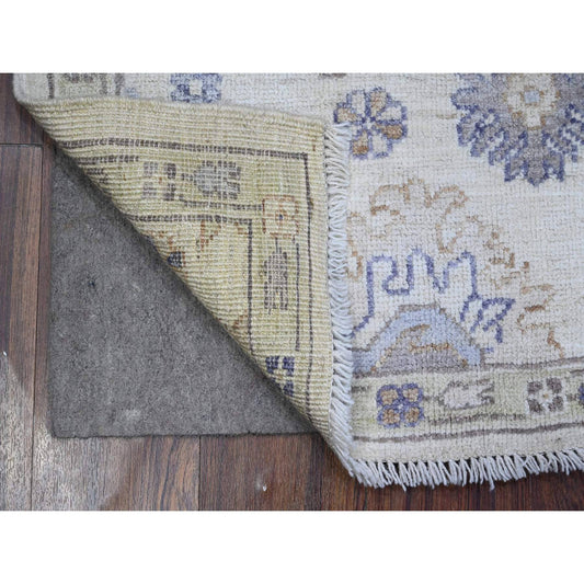 Oushak And Peshawar Wool Hand Knotted Rug Grey Green 2.1X2.11 -O089467