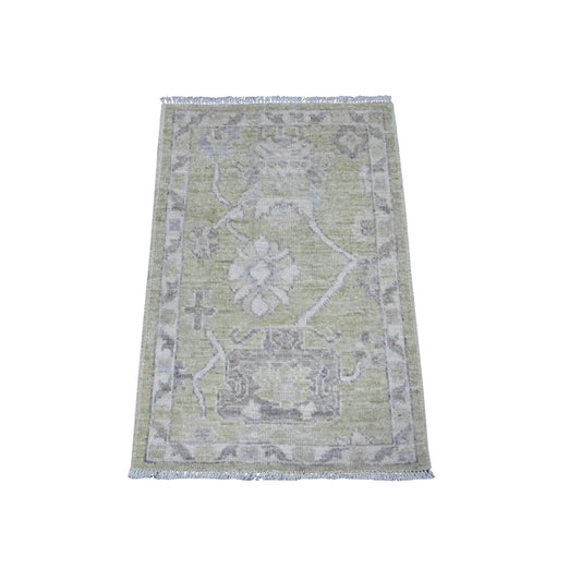 Oushak And Peshawar Wool Hand Knotted Rug Green Gray 2.0X2.11 -O089468