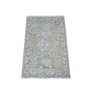 Oushak And Peshawar Wool Hand Knotted Rug Green Gray 2.0X2.11 -O089468