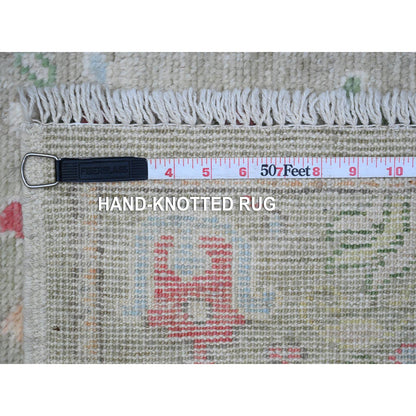 Oushak And Peshawar Wool Hand Knotted Rug Green Green 2.11X8.1 -O089470
