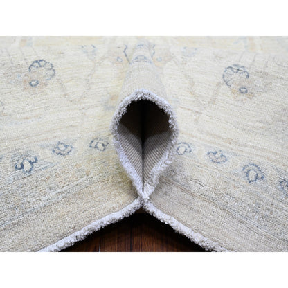 Oushak And Peshawar Wool Hand Knotted Rug Grey Ivory 10.0X20.8 -O089474