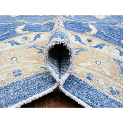 Oushak And Peshawar Wool Hand Knotted Rug Blue Blue 12.11X20.7 -O089475