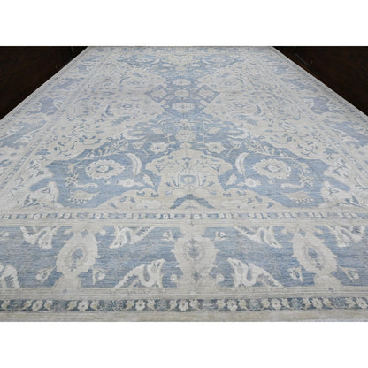 White Wash Vintage & Silver Wash Wool Hand Knotted Rug Ivory Blue 17.11X23.7 -O089477