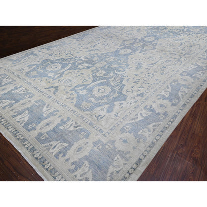 White Wash Vintage & Silver Wash Wool Hand Knotted Rug Ivory Blue 17.11X23.7 -O089477