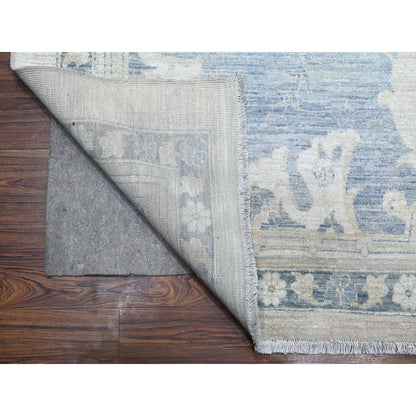 White Wash Vintage & Silver Wash Wool Hand Knotted Rug Ivory Blue 17.11X23.7 -O089477