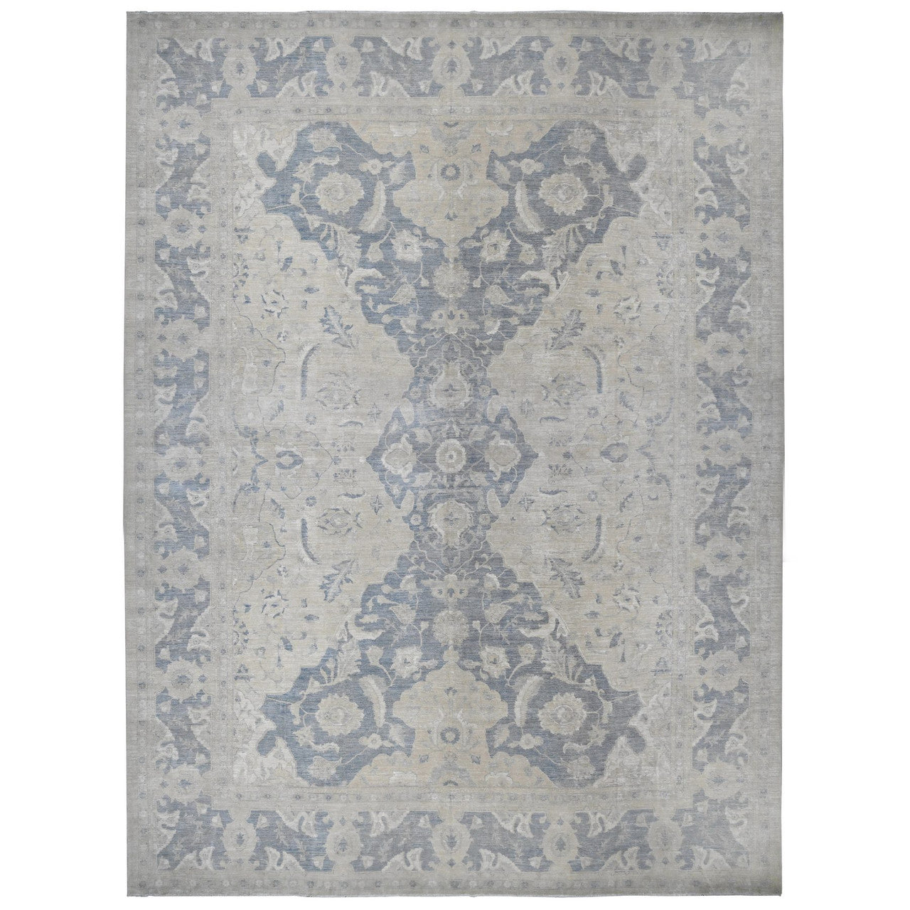 Ivory 18'6" x 24'2" Wash Vintage & Wash Hand knotted Wool Rug - Sku: O089478