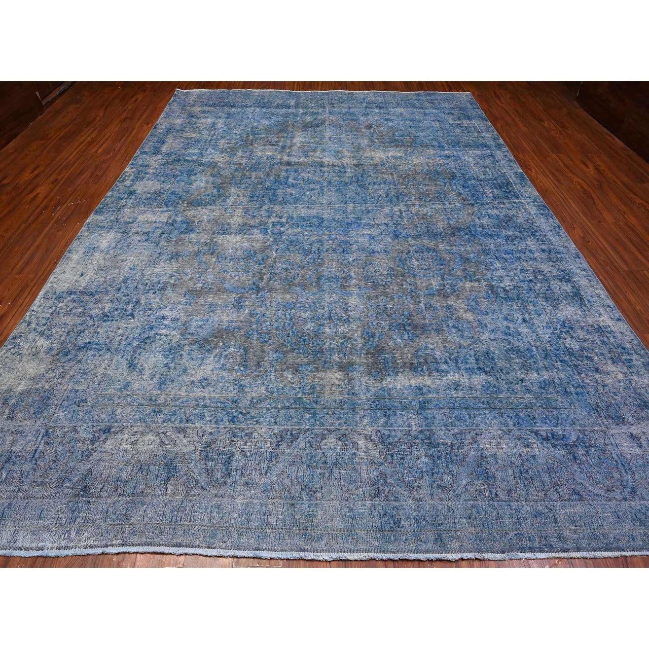 Overdyed & Vintage Wool Hand Knotted Rug Blue Blue 9.7X13.1 -O089479