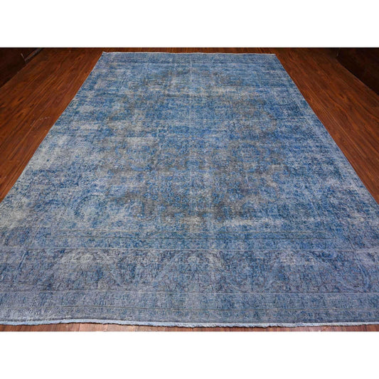 Overdyed & Vintage Wool Hand Knotted Rug Blue Blue 9.7X13.1 -O089479