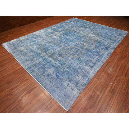 Overdyed & Vintage Wool Hand Knotted Rug Blue Blue 9.7X13.1 -O089479