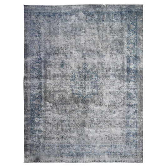 Overdyed & Vintage Wool Hand Knotted Rug Grey Gray 9.11X13.0 -O089480