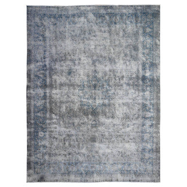 Overdyed & Vintage Wool Hand Knotted Rug Grey Gray 9.11X13.0 -O089480